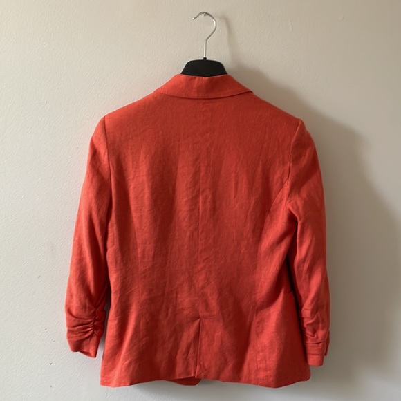 Blazer Jules & Leopard lined jacket padded shoulders 30% linen Coat Size S - Picture 2 of 15